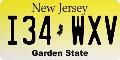 NJ license plate I34WXV