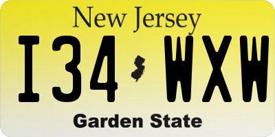 NJ license plate I34WXW