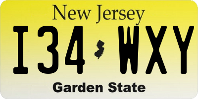 NJ license plate I34WXY