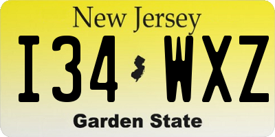 NJ license plate I34WXZ