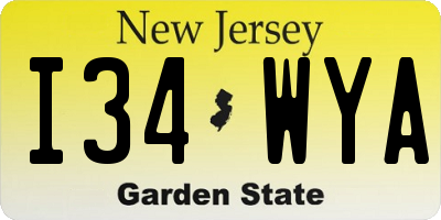 NJ license plate I34WYA