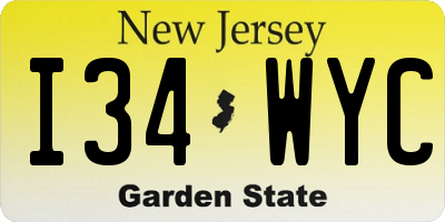 NJ license plate I34WYC