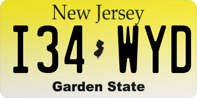 NJ license plate I34WYD