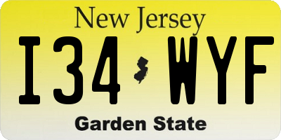 NJ license plate I34WYF