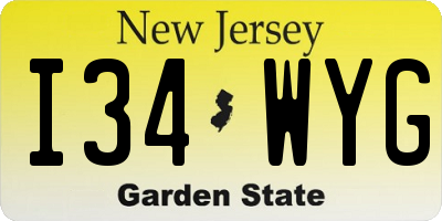 NJ license plate I34WYG