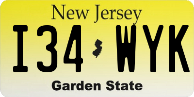 NJ license plate I34WYK