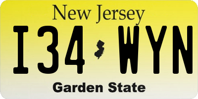NJ license plate I34WYN