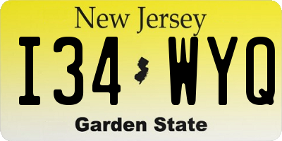 NJ license plate I34WYQ