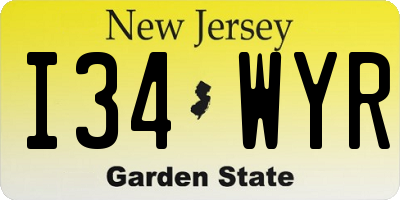 NJ license plate I34WYR