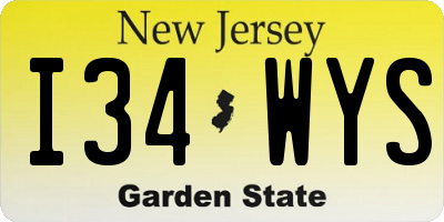 NJ license plate I34WYS