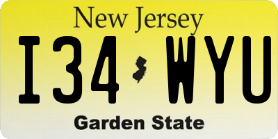 NJ license plate I34WYU