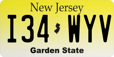NJ license plate I34WYV