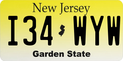 NJ license plate I34WYW