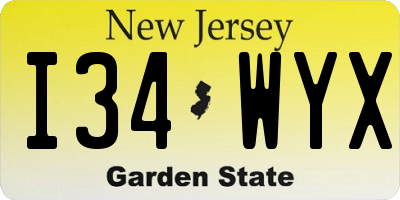 NJ license plate I34WYX
