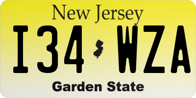 NJ license plate I34WZA