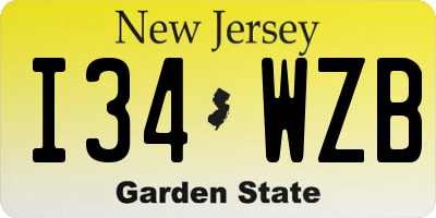 NJ license plate I34WZB