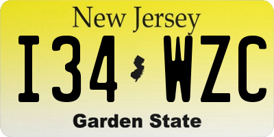 NJ license plate I34WZC