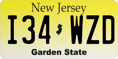 NJ license plate I34WZD