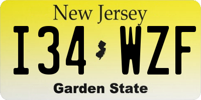 NJ license plate I34WZF
