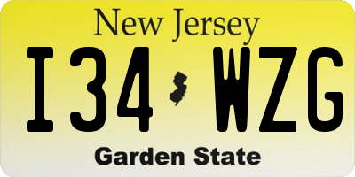 NJ license plate I34WZG
