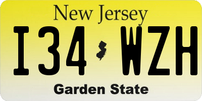 NJ license plate I34WZH