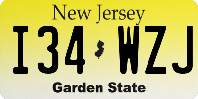 NJ license plate I34WZJ