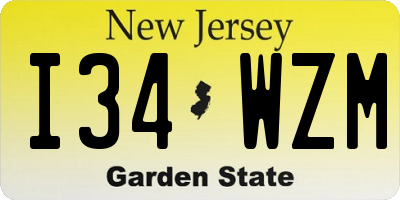 NJ license plate I34WZM