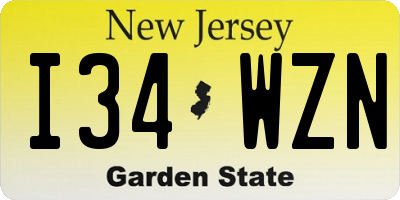 NJ license plate I34WZN