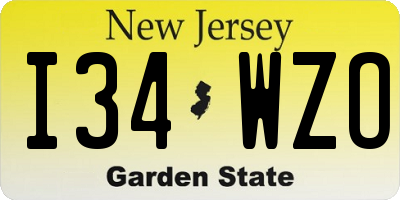 NJ license plate I34WZO