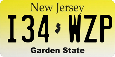 NJ license plate I34WZP
