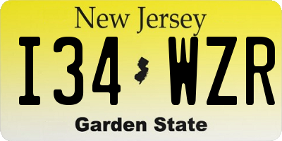 NJ license plate I34WZR