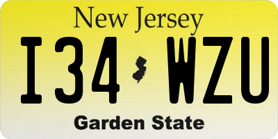 NJ license plate I34WZU