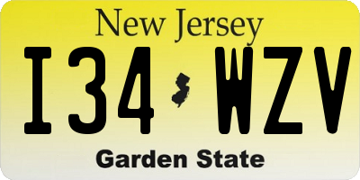 NJ license plate I34WZV