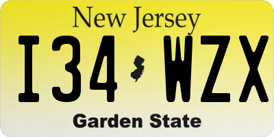 NJ license plate I34WZX