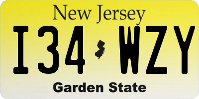 NJ license plate I34WZY