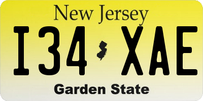 NJ license plate I34XAE
