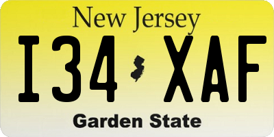 NJ license plate I34XAF