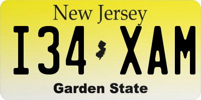 NJ license plate I34XAM