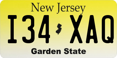 NJ license plate I34XAQ