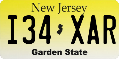 NJ license plate I34XAR