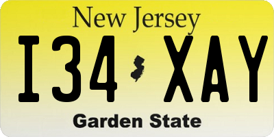 NJ license plate I34XAY