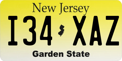 NJ license plate I34XAZ