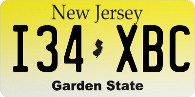 NJ license plate I34XBC