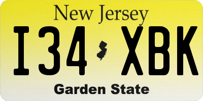 NJ license plate I34XBK
