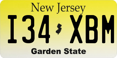 NJ license plate I34XBM