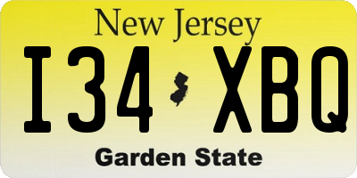 NJ license plate I34XBQ