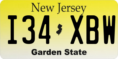 NJ license plate I34XBW