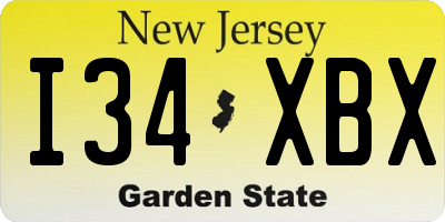 NJ license plate I34XBX