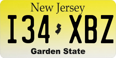 NJ license plate I34XBZ