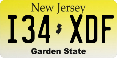 NJ license plate I34XDF
